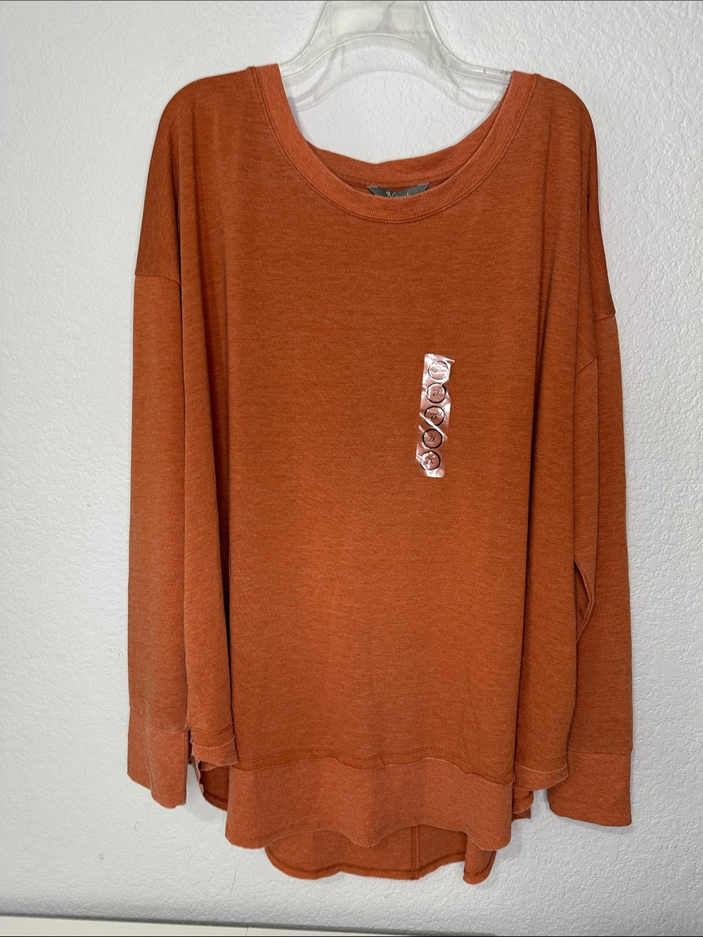 Natural Reflections Women’s Burnt  Orange Crew Neck Long Sleeve Pullover 2X